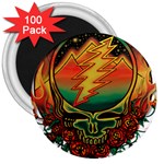 Grateful Steal Your Face Deadhead Hippie Logo Symbol 3  Magnets (100 pack)