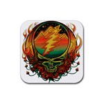 Grateful Steal Your Face Deadhead Hippie Logo Symbol Rubber Coaster (Square)