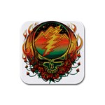 Grateful Steal Your Face Deadhead Hippie Logo Symbol Rubber Square Coaster (4 pack)