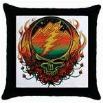 Grateful Steal Your Face Deadhead Hippie Logo Symbol Throw Pillow Case (Black)