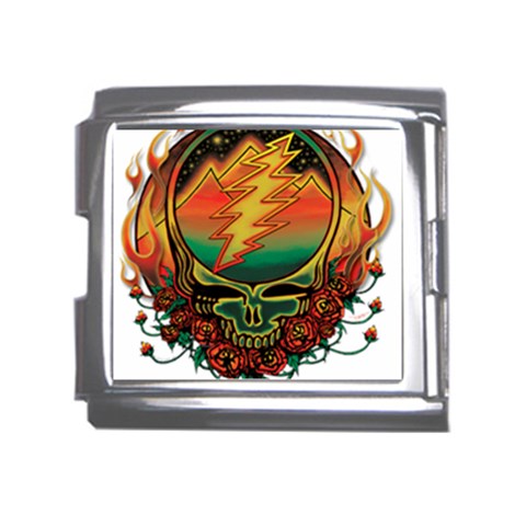 Grateful Steal Your Face Deadhead Hippie Logo Symbol Mega Link Italian Charm (18mm) from ArtsNow.com Front