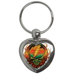 Grateful Steal Your Face Deadhead Hippie Logo Symbol Key Chain (Heart)