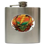 Grateful Steal Your Face Deadhead Hippie Logo Symbol Hip Flask (6 oz)