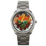 Grateful Steal Your Face Deadhead Hippie Logo Symbol Sport Metal Watch