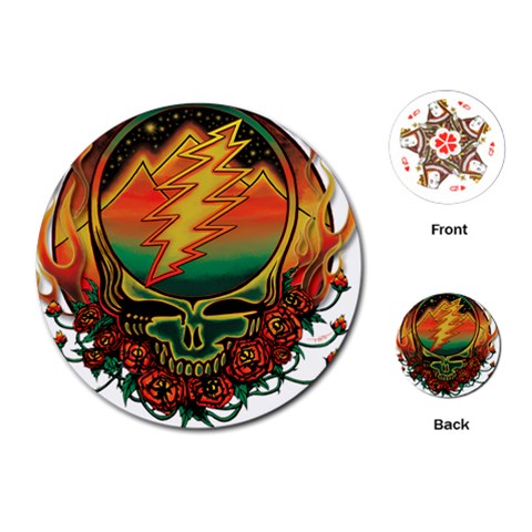 Grateful Steal Your Face Deadhead Hippie Logo Symbol Playing Cards Single Design (Round) from ArtsNow.com Front