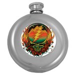 Grateful Steal Your Face Deadhead Hippie Logo Symbol Round Hip Flask (5 oz)