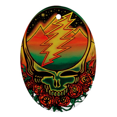 Grateful Steal Your Face Deadhead Hippie Logo Symbol Oval Ornament (Two Sides) from ArtsNow.com Back