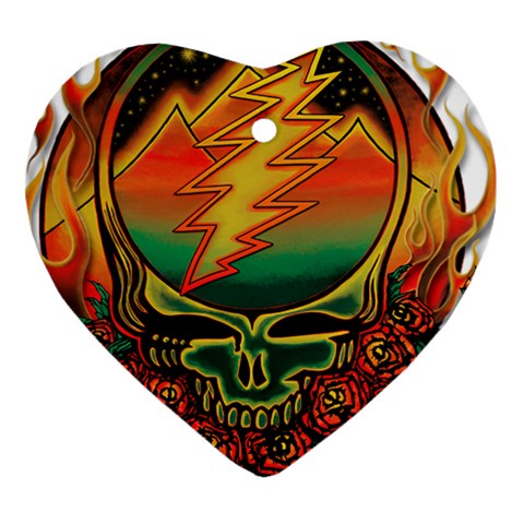 Grateful Steal Your Face Deadhead Hippie Logo Symbol Heart Ornament (Two Sides) from ArtsNow.com Back