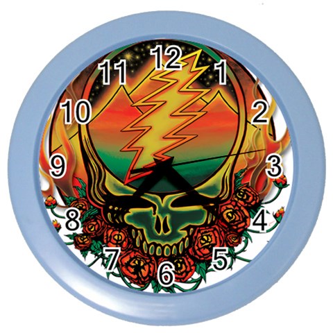 Grateful Steal Your Face Deadhead Hippie Logo Symbol Color Wall Clock from ArtsNow.com Front