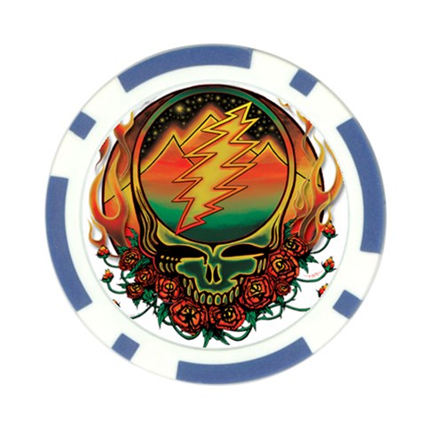 Grateful Steal Your Face Deadhead Hippie Logo Symbol Poker Chip Card Guard (10 pack) from ArtsNow.com Front