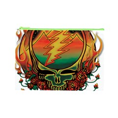 Grateful Steal Your Face Deadhead Hippie Logo Symbol Cosmetic Bag (Large) from ArtsNow.com Front