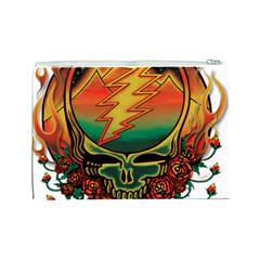 Grateful Steal Your Face Deadhead Hippie Logo Symbol Cosmetic Bag (Large) from ArtsNow.com Back