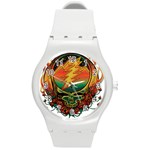 Grateful Steal Your Face Deadhead Hippie Logo Symbol Round Plastic Sport Watch (M)