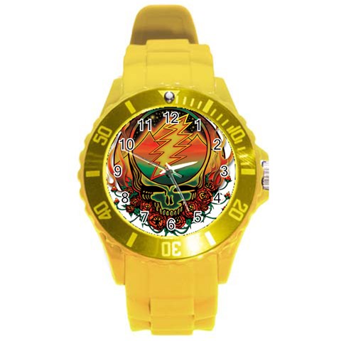 Grateful Steal Your Face Deadhead Hippie Logo Symbol Round Plastic Sport Watch (L) from ArtsNow.com Front