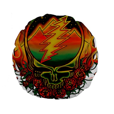 Grateful Steal Your Face Deadhead Hippie Logo Symbol Standard 15  Premium Round Cushions from ArtsNow.com Front