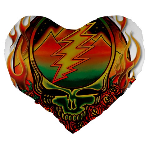 Grateful Steal Your Face Deadhead Hippie Logo Symbol Large 19  Premium Heart Shape Cushions from ArtsNow.com Back