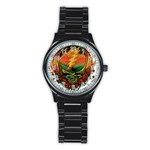 Grateful Steal Your Face Deadhead Hippie Logo Symbol Stainless Steel Round Watch