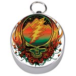 Grateful Steal Your Face Deadhead Hippie Logo Symbol Silver Compasses