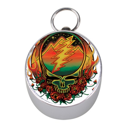 Grateful Steal Your Face Deadhead Hippie Logo Symbol Mini Silver Compasses from ArtsNow.com Front