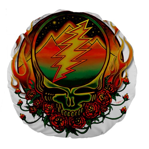 Grateful Steal Your Face Deadhead Hippie Logo Symbol Large 18  Premium Flano Round Cushions from ArtsNow.com Back