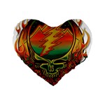 Grateful Steal Your Face Deadhead Hippie Logo Symbol Standard 16  Premium Flano Heart Shape Cushions