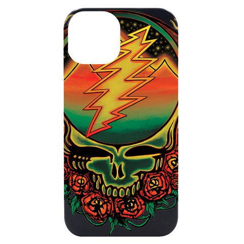 Grateful Steal Your Face Deadhead Hippie Logo Symbol iPhone 14 Black UV Print Case from ArtsNow.com Front