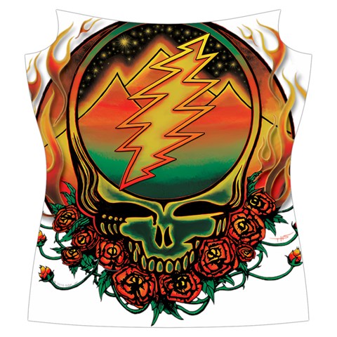 Grateful Steal Your Face Deadhead Hippie Logo Symbol Women s Cut Out Long Sleeve T Front