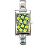 Bloom Flowering Yellow Blade Green Rectangle Italian Charm Watch