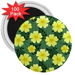 Bloom Flowering Yellow Blade Green 3  Magnets (100 pack)