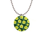 Bloom Flowering Yellow Blade Green 1  Button Necklace