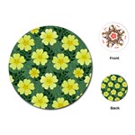 Bloom Flowering Yellow Blade Green Playing Cards Single Design (Round)