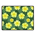 Bloom Flowering Yellow Blade Green Two Sides Fleece Blanket (Small)