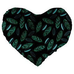 Leaves Pattern Abstract Blade Large 19  Premium Heart Shape Cushions from ArtsNow.com Front