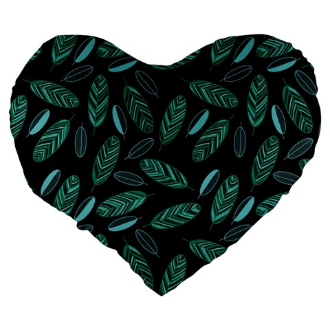 Leaves Pattern Abstract Blade Large 19  Premium Heart Shape Cushions from ArtsNow.com Back