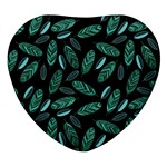 Leaves Pattern Abstract Blade Heart Glass Fridge Magnet (4 pack)