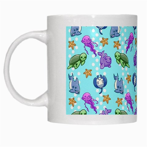 Sea Ocean Sealife Turtle Jellyfish White Mug from ArtsNow.com Left