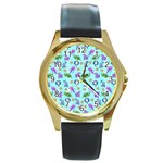 Sea Ocean Sealife Turtle Jellyfish Round Gold Metal Watch