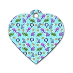 Sea Ocean Sealife Turtle Jellyfish Dog Tag Heart (Two Sides)