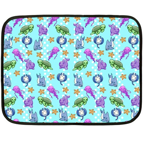 Sea Ocean Sealife Turtle Jellyfish Two Sides Fleece Blanket (Mini) from ArtsNow.com 35 x27  Blanket Back