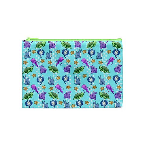 Sea Ocean Sealife Turtle Jellyfish Cosmetic Bag (Medium) from ArtsNow.com Front