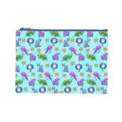 Sea Ocean Sealife Turtle Jellyfish Cosmetic Bag (Large) from ArtsNow.com Front