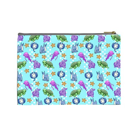 Sea Ocean Sealife Turtle Jellyfish Cosmetic Bag (Large) from ArtsNow.com Back