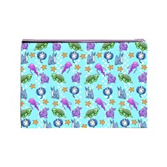 Sea Ocean Sealife Turtle Jellyfish Cosmetic Bag (Large) from ArtsNow.com Back