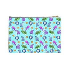 Sea Ocean Sealife Turtle Jellyfish Cosmetic Bag (Large) from ArtsNow.com Back