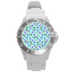 Sea Ocean Sealife Turtle Jellyfish Round Plastic Sport Watch (L)