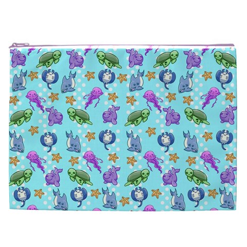 Sea Ocean Sealife Turtle Jellyfish Cosmetic Bag (XXL) from ArtsNow.com Front