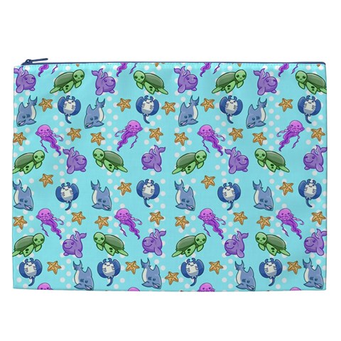 Sea Ocean Sealife Turtle Jellyfish Cosmetic Bag (XXL) from ArtsNow.com Front