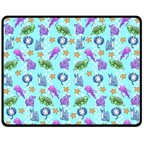 Sea Ocean Sealife Turtle Jellyfish Two Sides Fleece Blanket (Medium) from ArtsNow.com 58.8 x47.4  Blanket Front