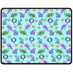 Sea Ocean Sealife Turtle Jellyfish Two Sides Fleece Blanket (Medium) from ArtsNow.com 58.8 x47.4  Blanket Front