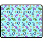 Sea Ocean Sealife Turtle Jellyfish Two Sides Fleece Blanket (Medium)